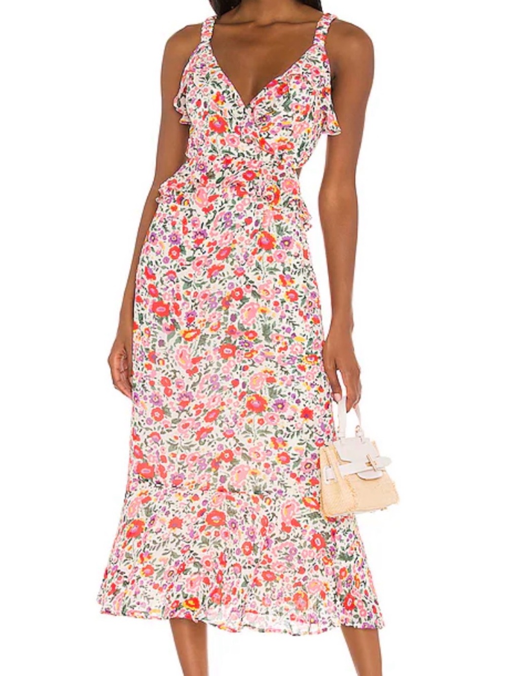 Astr the Label Wildflower Floral Spaghetti-Strap Midi Dress - Pink Multi